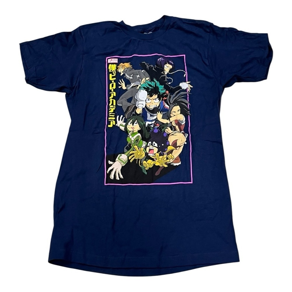 My Hero Academia funimation blue tee with front graphic 100% cotton size Medium